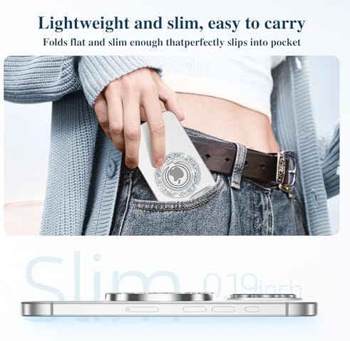 Discover the GVIEWIN Magnetic Phone Ring Holder: A Cutting-Edge 360° Rotatable Kickstand for Mag Safe Devices – Perfectly Tailored for i Phone 16 Pro Max/Plus, 15, 14, and 13 (Elegant White Finish) – Unmatched Stability and Hands-Free Viewing Experience Upgrade your smartphone usage with this premium accessory that not only enhances grip but also transforms your device into a versatile stand for effortless video calls and streaming. Featuring a robust magnetic attachment for secure hold, this stylish phone ring holder is engineered for seamless integration with Mag Safe technology. Experience the freedom of adjustable angles, allowing for convenient portrait or landscape modes, perfect for navigation or entertainment on-the-go. Its sleek white design not only ensures durability but adds a sophisticated touch to your device. Elevate your everyday smartphone experience with the GVIEWIN Magnetic Phone Ring Holder – where functionality meets elegance.
