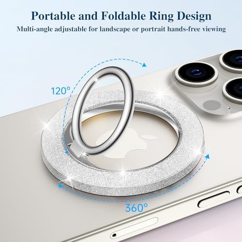 Discover the GVIEWIN Magnetic Phone Ring Holder: A Cutting-Edge 360° Rotatable Kickstand for Mag Safe Devices – Perfectly Tailored for i Phone 16 Pro Max/Plus, 15, 14, and 13 (Elegant White Finish) – Unmatched Stability and Hands-Free Viewing Experience Upgrade your smartphone usage with this premium accessory that not only enhances grip but also transforms your device into a versatile stand for effortless video calls and streaming. Featuring a robust magnetic attachment for secure hold, this stylish phone ring holder is engineered for seamless integration with Mag Safe technology. Experience the freedom of adjustable angles, allowing for convenient portrait or landscape modes, perfect for navigation or entertainment on-the-go. Its sleek white design not only ensures durability but adds a sophisticated touch to your device. Elevate your everyday smartphone experience with the GVIEWIN Magnetic Phone Ring Holder – where functionality meets elegance.