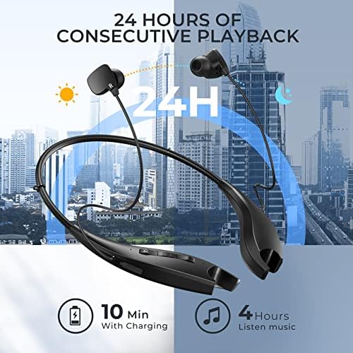 YOSDOM Waterproof Neckband Bluetooth Headphones – 24+ Hour Playtime, Shark Jaw Design for Secure Fit, Noise Isolation & Built-in Mic, Enhanced Compatibility for Active Lifestyles, IPX7 Rated for Gym & Outdoor Use, Call Vibration Alerts for Unmissable Connectivity