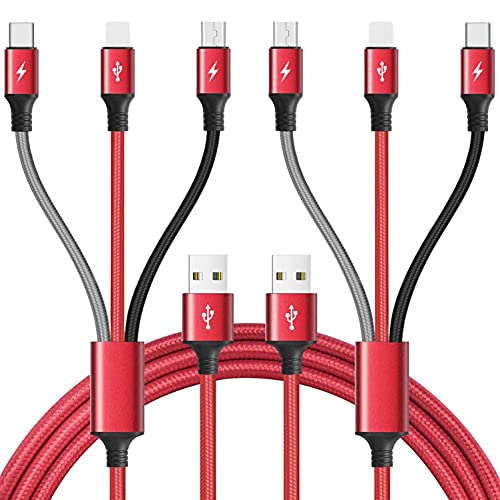 Enhanced 10 Ft 2-Pack Multi Charging Cable: Versatile 3-in-1 Fast Charger with Braided Durability for i Phone, Type C, and Micro USB Devices – Perfect for Home, Office, and Travel Charging Needs