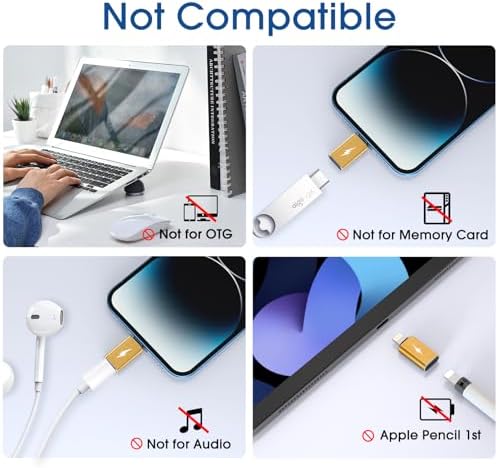 Premium Tech Matte USB C to Lightning Adapter Bundle – 4-Pack for Effortless 12 W Fast Charging of i Phone 14, i Pad, i Pod & Air Pods – Anti-Lost Holder Included, Stylish Light Yellow Design – Ultimate Connectivity Solution for Apple Devices