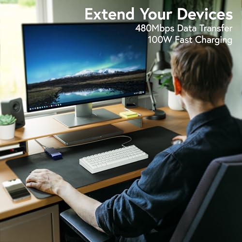 Premium 6.5 FT USB C to USB C Fast Charging Cable – 100 W Power Delivery & 480 Mbps Data Transfer, Braided Aluminum Design for Ultimate Durability – Universal Compatibility with i Phone 16, Mac Book Pro, i Pad Pro & More – Efficient Charging & Seamless Connectivity