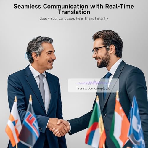 Advanced Real-Time Language Translation Earbuds with Smart Touch Control – 50 Hours of Nonstop Listening – Offline Translation for Travelers – Perfectly Compatible with i OS & Android Devices (Elegant Black) – Elevate Your Multilingual Communication Experience