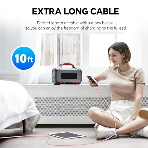 Ultra-Durable 5-Pack i Phone Charger Cables – Versatile 3, 6, & 10 FT USB A Fast Charging Cords for i Phone 16/15 Pro Max & Samsung Galaxy S10/S9/S8 Plus – Tangle-Free Design in Sleek Gray – Maximum Compatibility & Performance for Home and Office Use