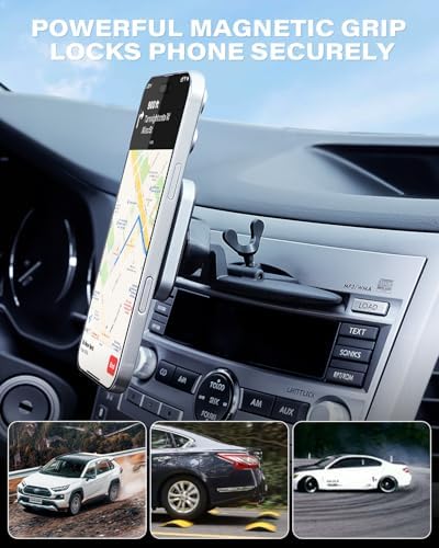 Mag Safe CD Slot Car Phone Holder – Ultimate 17 Magnet Magnetic Mount for i Phone 12-16 Series – Tool-Free Installation for Safe Hands-Free Navigation – Pop Grip Ring for Superior Stability – Essential Accessory for a Tidy Vehicle Interior