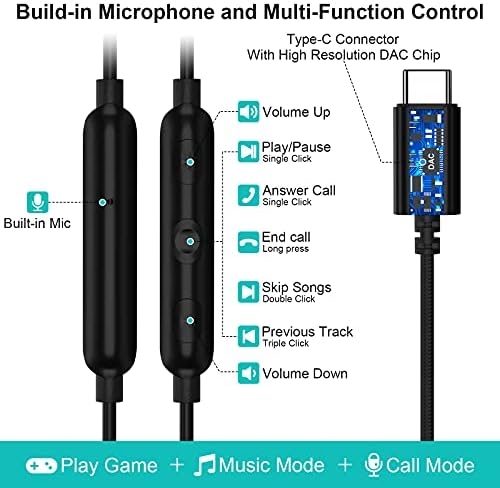 TITACUTE USB C Wired Earbuds – Noise Cancelling In-Ear Headphones for i Phone 15 Pro Max, Samsung Galaxy S23 FE, and More – Superior Sound Quality with Built-in Microphone, Lightweight Design for Comfortable All-Day Listening, Universal Compatibility for i Pads, Pixel Phones, and One Plus – Perfect for Commuting, Workouts, and Relaxation