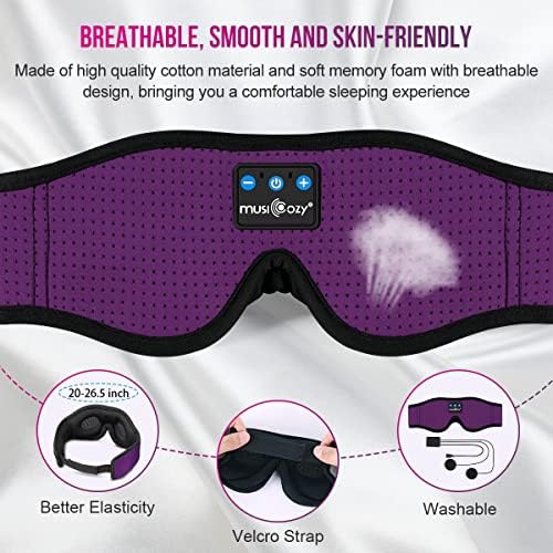 Ultimate Bluetooth Sleep Mask with High-Definition Sound: Perfect for Side Sleepers Seeking Unmatched Comfort and Entertainment – Experience Enhanced Connectivity, Crisp Audio, and Stylish Relaxation for Restful Nights and Mindful Moments – Ideal Gift for Music Lovers and Meditative Souls