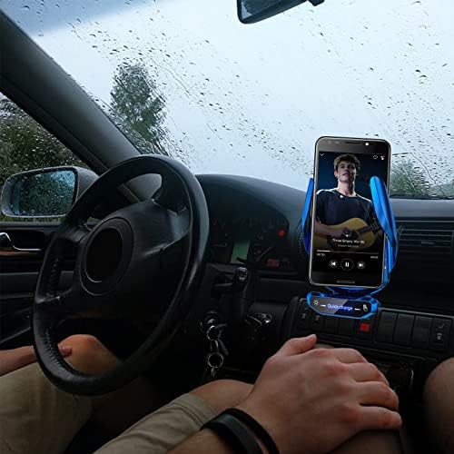 Blue Wireless Car Charger Mount – 15 W Fast Charging Auto-Clamping Phone Holder for Android Devices, Stylish Dashboard Accessory for Effortless Navigation and Secure Charging