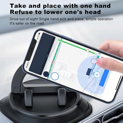 Car Phone Holder Mount, Dashboard Cell Phone Stand with Anti-Slip Base, Dual Adjustable Clips, Universal Compatibility (Ring) – Enhanced Compatibility and Speed