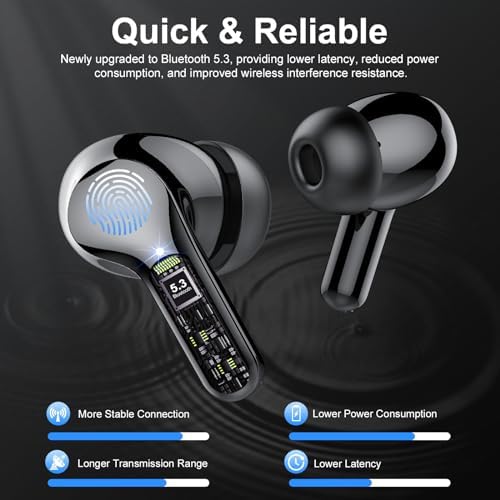 Elevate Your Sound Experience with Premium Wireless Earbuds – Advanced Bluetooth 5.4, Hi-Fi Stereo Audio, and ENC Noise Cancellation for Crystal-Clear Calls, IP7 Waterproof Design for Active Lifestyles, 48-Hour Playtime with LED Battery Display, Chic Rose Gold Finish for Everyday Elegance in Sports and Leisure