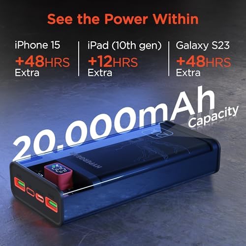 Ultra-Fast Hyper Gear 10,000 m Ah Power Bank – High-Performance Portable Charger with 3 USB Ports, 20 W USB-C Power Delivery, Slim Design with LED Display, Optimized for i Phone 16/15, Galaxy 23, and More Devices – Enhanced Speed and Universal Compatibility
