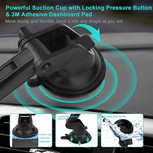 Universal 360° Adjustable Tablet Car Mount for Dashboard & Windshield – Secure Suction Cup Holder for i Pad Pro, Samsung Galaxy & More – Hands-Free Access & Enhanced Stability with TPU Sticky Pad for Safe Driving Experience