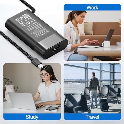 Ultra-Slim 65 W USB-C Laptop Charger for HP Spectre, Envy & Elite Series – Fast Charging AC Adapter for X360, Chromebook, and ZBook – Enhanced Compatibility & Travel Efficiency – Ideal Power Solution for Professionals and Students
