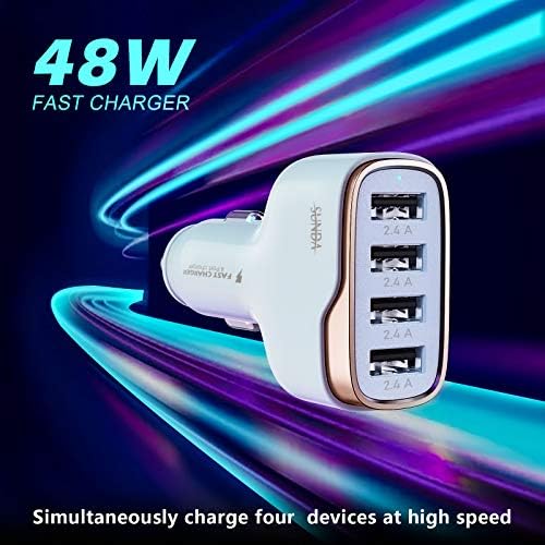 Experience Rapid Roadside Charging with SUNDA 120 W USB C Fast Car Charger – 4-Port Adapter Featuring Dual Type C PD60 W/PPS60 W for i Phone 16/15 Pro/Max/14 & Samsung Galaxy S24, Plus Dual USB-A 30 W QC3.0 for All Android Devices – Compact, Durable, and Universally Compatible for Effortless Multi-Device Charging on the Go