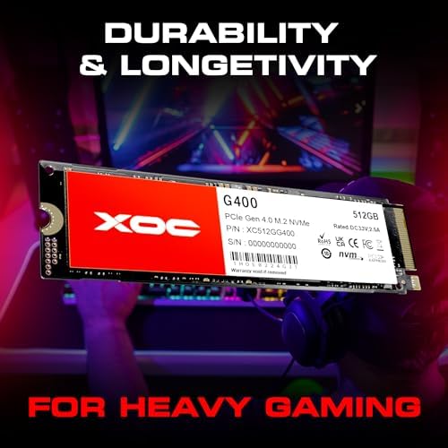 XOC G400 512 GB NVMe Gen4 SSD – Ultra-Fast 5200 MB/s Read Speed for Unmatched Gaming & Content Editing Performance – M.2 PCIe 4.0 Internal Drive with Enhanced Compatibility & Superior Thermal Management