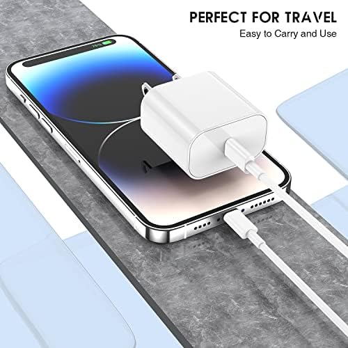 Ultra-Fast 20 W i Phone Charger with 10 ft USB C to Lightning Cable – Stylish Pink Fast Charging Block for i Phone 14 Pro Max, 13, 12, 11, XS, SE, i Pads & Air Pods – Unmatched Compatibility & Durability for On-the-Go Power