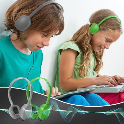Flutesan 30 Pack Kids Adjustable Wired Headphones – Premium On-Ear Stereo Sound Earbuds for Classroom and Travel – Lightweight, Durable Design for Boys and Girls – Ideal Tangle-Free Audio Solution for Laptops, Tablets, and More