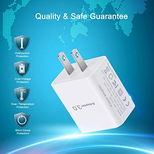 Ultra-Fast Charging 3.0 Wall Adapter – 18 W USB Power Block for Quick Device Recharge | 4-Pack Compatible with i Phone 16/15/14 Pro Max, Galaxy S23/S22, A03 s – Compact and Travel-Friendly Design for Enhanced Efficiency and Versatility