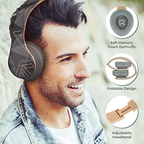 Unleash Exceptional Audio Quality with Power Locus Wireless Bluetooth Over-Ear Headphones – Lightweight, Foldable Design with Luxurious Memory Foam Ear Cushions, Integrated Microphone, Multi-Device Compatibility, Micro SD/TF Card Support & FM Radio – Perfect for Noise Cancellation, Effortless Connectivity, and All-Day Comfort for i Phone, Android, PC, Tablet, and TV Users