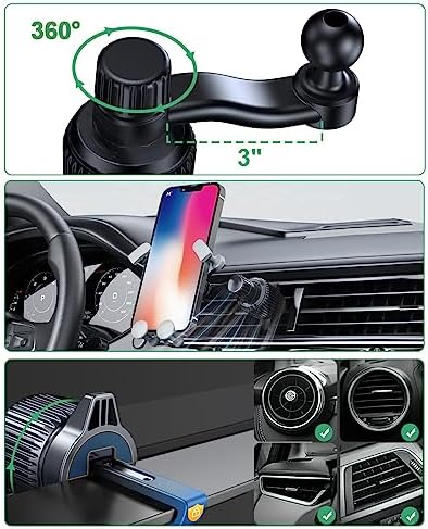 Z Fold 5 Car Mount with 2 Pack Hooks – Universal Vent Clip Holder for Samsung Galaxy Z Fold Series, i Phone 16 & Google Pixel Fold – Secure, Phone Case Friendly Design for Enhanced Stability and Convenience on the Road