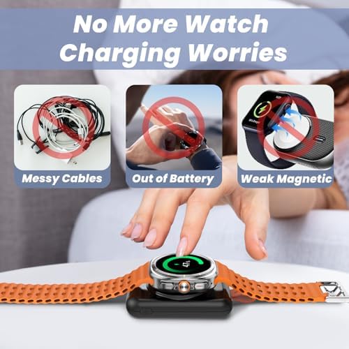Portable 1800 m Ah Magnetic Wireless Charger for Samsung Galaxy Watch – Compact Keychain Power Bank for Effortless Fast Charging on the Go, Optimized for Galaxy Watch 7/Ultra/6/6 Classic/5/5 Pro/4/3 & Active 2/1 – Essential Charger for Busy Lifestyles and Uninterrupted Connectivity