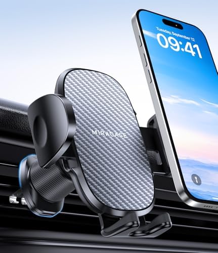 Miracase Universal Car Vent Phone Holder – Enhanced Non-Slip Clip for Safe Smartphone Mounting, Hands-Free Navigation & Communication, Compatible with All Models Including Latest i Phones – Sleek Grey Design for Ultimate Driving Safety and Ease