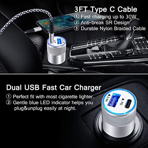 High-Speed Universal USB-C Charger Kit for Samsung Galaxy & i Phone – 20 W Wall Charger, 38 W Car Adapter, 3 FT USB-C to C Cable & USB-A to C Cable – Advanced Charging Solution for Fast Power Delivery and Device Compatibility