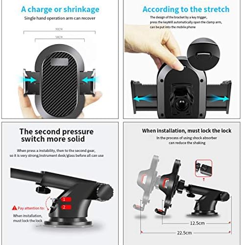 Universal Long Arm Suction Cup Car Phone Mount: Hands-Free Dashboard, Windshield & Air Vent Holder for All Smartphones – Enhanced Stability & Viewing Flexibility