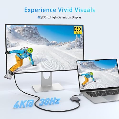 Elevate Your Setup with the Avigers USB C to Dual HDMI Adapter – 4 in 1 Multi-Display Hub for Seamless 4 K Productivity and Gaming, Features 2 HDMI Outputs, PD Charging Port, and USB 3.0 for Lightning-Fast Data Transfer – Lightweight, Portable Design for On-the-Go Professionals and Gamers
