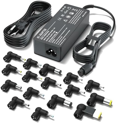 Universal 90 W Laptop Charger for HP, Dell, Lenovo, Acer, Asus, and More – Versatile AC Adapter with 16 Interchangeable Tips for Enhanced Compatibility and Rapid Charging – Ideal Replacement Power Supply for Notebooks, Ultrabooks, and Chromebooks