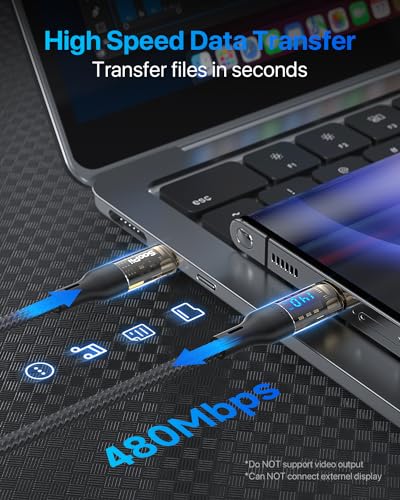 Transform Your Charging Setup with SOOPII 240 W USB C to USB C Cable – 10 ft Durable Power Cable Featuring LED Display for Fast Charging Mac Book Pro, i Phone 16/15 Pro Max, Galaxy S23 Ultra & More – High-Performance, Versatile Design for All Devices