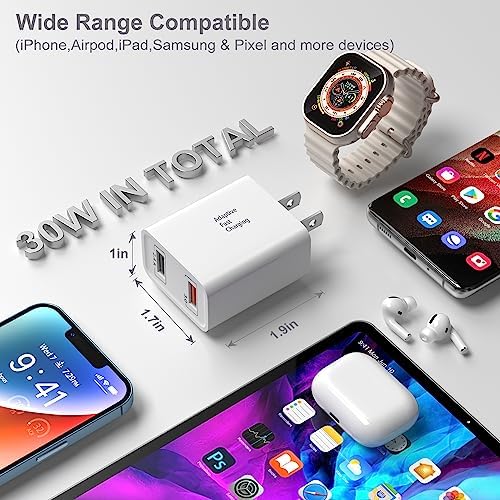 Costyle Dual Port USB Wall Charger – 3 Pack 30 W Quick Charge 3.0 Power Adapter for i Phone 12/11/XR/X/SE & Samsung Galaxy S9/S10/S20 – Compact Fast Charging Solution with Overheat Protection for Home & Travel