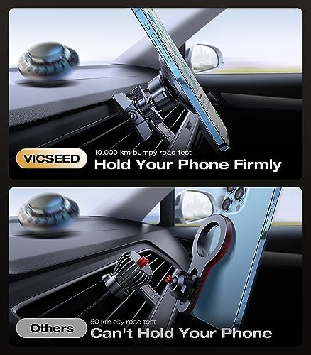 VICSEED Mag Safe Car Mount – Ultimate Magnetic Phone Holder for i Phone 16 Pro Max, 15, 14, 13, 12 Plus & Mini | 360-Degree Adjustable Vent Clip for Enhanced Safety & Convenience | Powerful Magnet for Unmatched Stability & Effortless Hands-Free Navigation | Sleek Design for Modern Vehicles