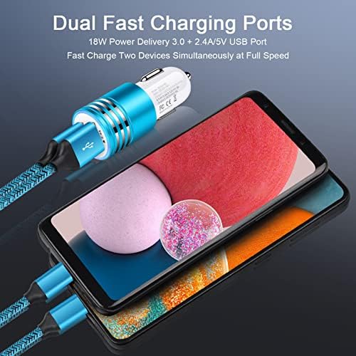 Ultra-Fast Android C Type USB C Car Charger for Samsung Galaxy S25 Ultra – 3.4 A Quick Charge Adapter with 3 FT Coiled Cable for Seamless Connectivity on the Go – Compact, Durable, and Perfect for Road Trips and Daily Commutes