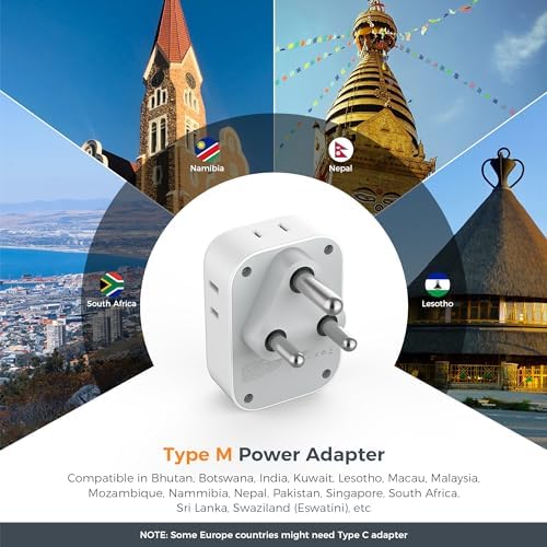 TESSAN Dual Pack European Travel Adapter with 4 AC Outlets and 3 High-Speed USB Ports – Ultimate International Power Converter for Seamless Device Charging in Italy, Spain, France, Portugal, Germany, and Iceland – Essential Travel Accessory for Modern Explorers