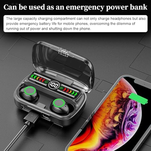 Ultra-Compact Bluetooth 5.3 Earbuds with IPX5 Waterproof Design – Lightweight In-Ear Headphones Featuring Built-in Microphone for Crystal-Clear Calls, Immersive Premium Sound, and Extended Connectivity Range – Includes Portable Charging Case for Ultimate Convenience in Black