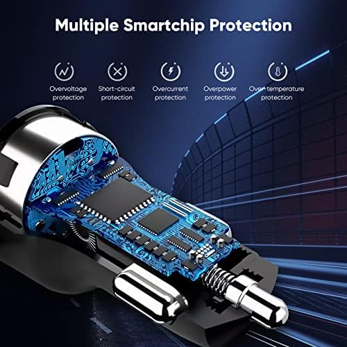 High-Speed Dual-Port USB C Car Charger Adapter – 38 W Fast Charging for i Phone 14/13/12 & Galaxy S20/S10, PD 20 W & QC 18 W Compatibility, Smart Protection Features for Safe Charging on the Go – Perfect Multi-Device Solution for Road Trips and Daily Commutes