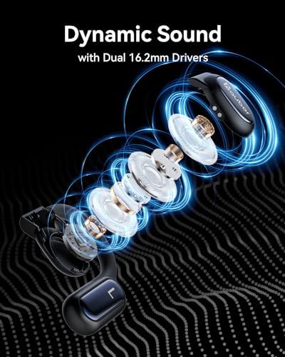 AUBOR True Wireless Open Ear Headphones with Bluetooth 5.3 – Ergonomic and IPX6 Water-Resistant Design for Ultimate Comfort, 45 Hours Playtime, Enhanced Call Clarity with ENC Technology – Perfect for Active Lifestyles and Compatible with i Phone & Android Devices