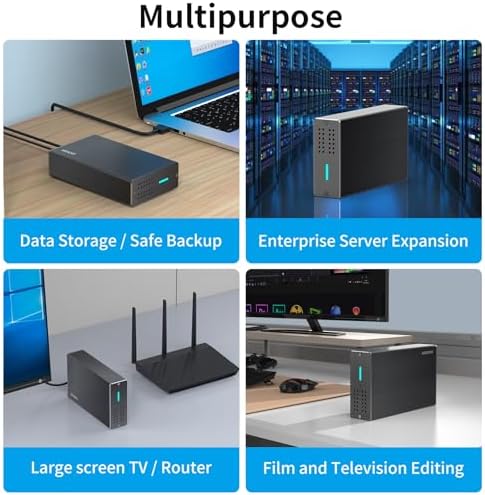 GODO 2.5-Inch Dual Bay USB 3.0 Hard Drive Enclosure – Versatile External RAID Housing for SATA I/II/III HDDs & SSDs, Supports 16 TB, Advanced UASP & TRIM Technology, Durable Aluminum Design in Sleek Black Finish for Enhanced Data Management and Speed Optimization
