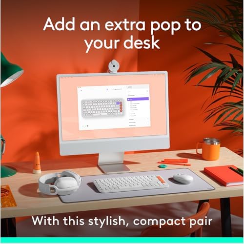 Elevate Your Workspace with the Logitech POP ICON Wireless Bluetooth Keyboard – Stylish Graphite & White Design, Effortless Multi-Device Switching, Comfortable Low-Profile Typing, and Customizable Keys for Enhanced Productivity on Laptops, Tablets, and PCs