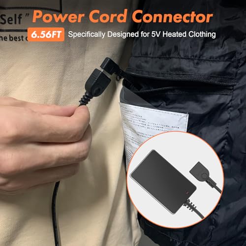 Ultimate 5 V 2 A USB Wall Charger for Heated Apparel – 6.56 ft Long Cable for Enhanced Flexibility – High-Speed Charger for Vests, Jackets & Hoodies – Durable & Compact Design for Home or Office Use – Reliable Power Source for Winter Comfort