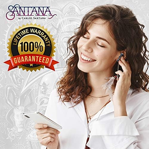 SANTANA BY CARLOS SANTANA Rio Wireless Bluetooth Earbuds – Immersive Sound Quality with 64-Hour Playback, 100-Hour Standby, IPX5 Waterproof Rating, Compact USB Charging Case, LED Battery Indicator & Voice Assistant Support – The Definitive Audio Solution for Active Lifestyles in Elegant Black