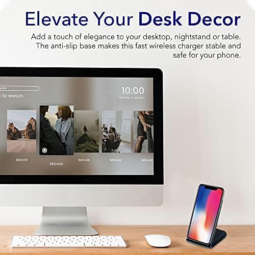 Effortless 10 W Dual Coil Qi Wireless Charging Stand – Premium USB-C Fast Charger for i Phone & Samsung Galaxy – Sleek Design with Over-Heat Protection, Perfect for Home & Office Use