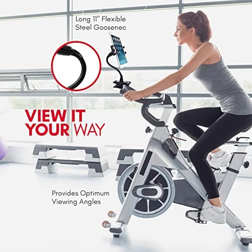 Innovative Macally Clip-On Tablet Holder | Adjustable Gooseneck Mount for Seamless i Pad, Kindle & Smartphone Use | Versatile Clamp Design for Bed, Desk, Stroller & Travel | Universal Fit with 360-Degree Rotation for Enhanced Viewing | Lightweight & Durable Tablet Stand for Effortless Mobility