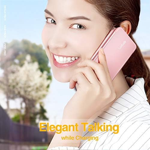 Ultra-Slim Luxtude Portable Charger with Built-in MFi Lightning Cable – 5000 m Ah Power Bank for i Phone 14, 13, 12, 11, 10 | Sleek Metal Black Design for Effortless Charging On-the-Go | Lightweight and Durable Phone Battery Pack for Everyday Use