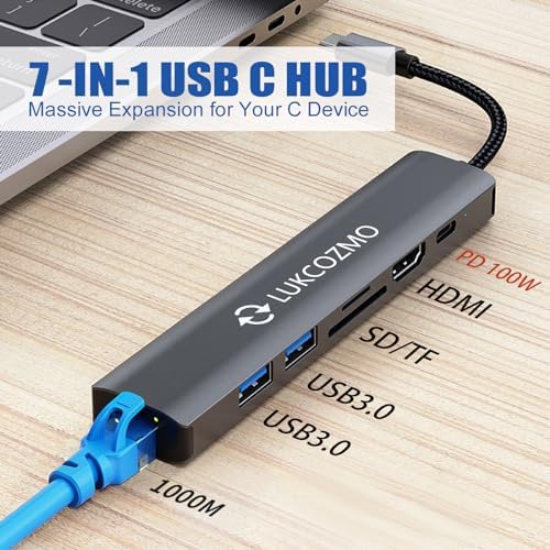 Elevate Your Digital Workspace with the Ultimate 7-in-1 USB C Hub & USB Splitter – Lightning-Fast Data Transfer for Mac Book, Dell, HP Laptops, and Smartphones – All-in-One Port Extender Featuring TF/SD Card Reader and Audio Output – Compact, Durable Accessory for Seamless Connectivity and Enhanced Productivity