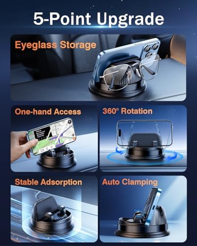 Ultimate 360-Degree Rotating Car Phone Holder – Secure Dashboard Mount for Hands-Free Use, Compatible with i Phone 16 Pro Max & Samsung Z Fold 6 – Sleek Black Design for Enhanced Safety and Convenience