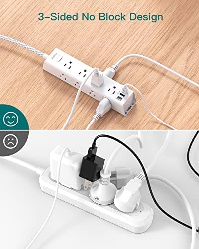10-Foot Power Strip Surge Protector with 12 Outlets & 3 USB Ports – Wall-Mountable Extension Cord for Optimal Device Charging in Dorm Rooms, Offices, and Homes – 1050 J Overload Protection for Enhanced Safety and Efficiency – Sleek Black Design for Clutter-Free Use