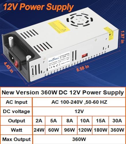 Eagwell 600 W 12 V AC to DC Power Supply Converter – High-Efficiency SMPS Adapter for RVs, LED Strips, and LCD Monitors – Reliable 50 A Output with Safety Features for Versatile Applications and Enhanced Performance