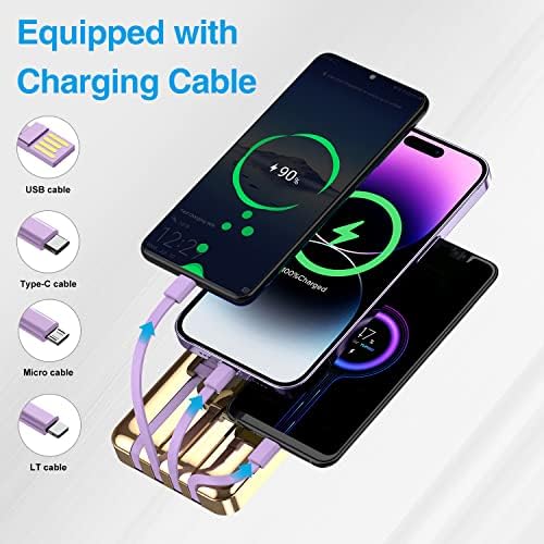 High-Capacity 12000 m Ah Portable Charger with Integrated Cables – 22.5 W Fast Charging Power Bank for i Phone 15, Samsung Galaxy & Tablets – Smart LED Display & Compact Design for Maximum Portability and Universal Compatibility